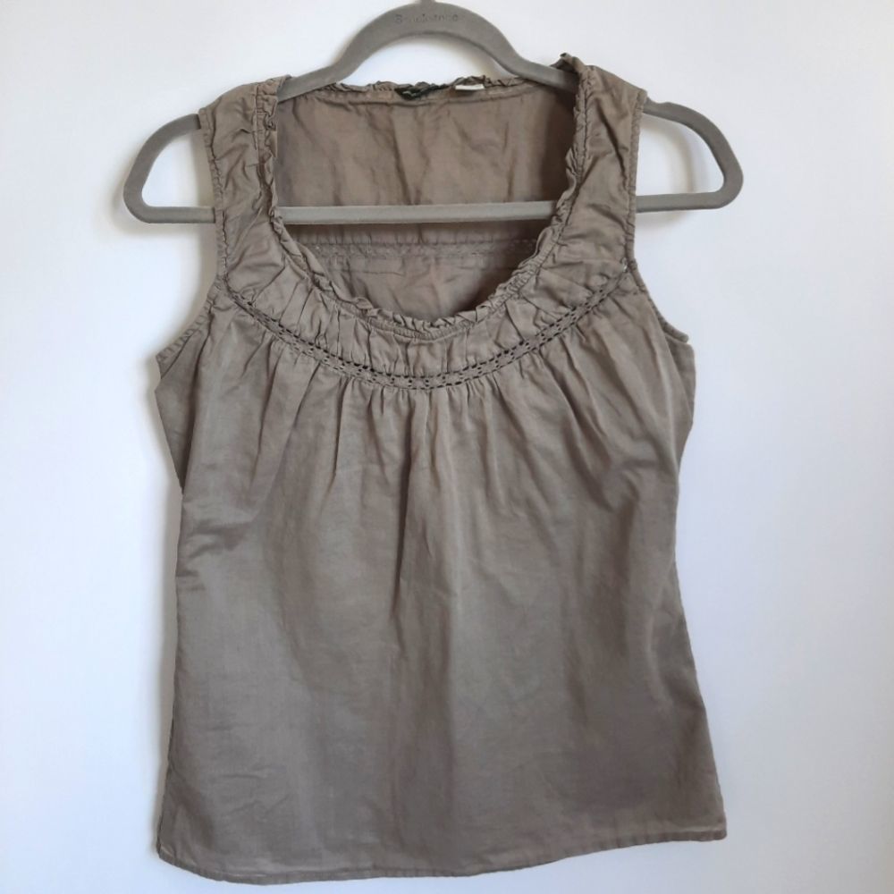 Eddie Bauer sleeveless Cotton Blouse Taupe Size  Small